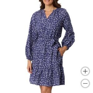 Blue Floral Long Sleeve Dress
